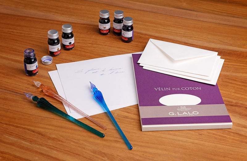 Jacques Herbin - Ref 21433T - Traditional Glass Quill Pen with Gift Box - Turquoise Colour - 18cm Long, Suitable for Fountain Pen Ink, Handmade, Twisted Glass Threads - Image 5